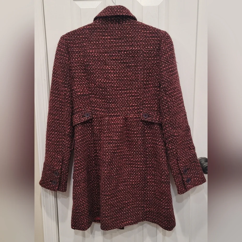 Sz 6 Wine Burgundy Beth Bowley Bouclé Coat - Picture 3 of 10